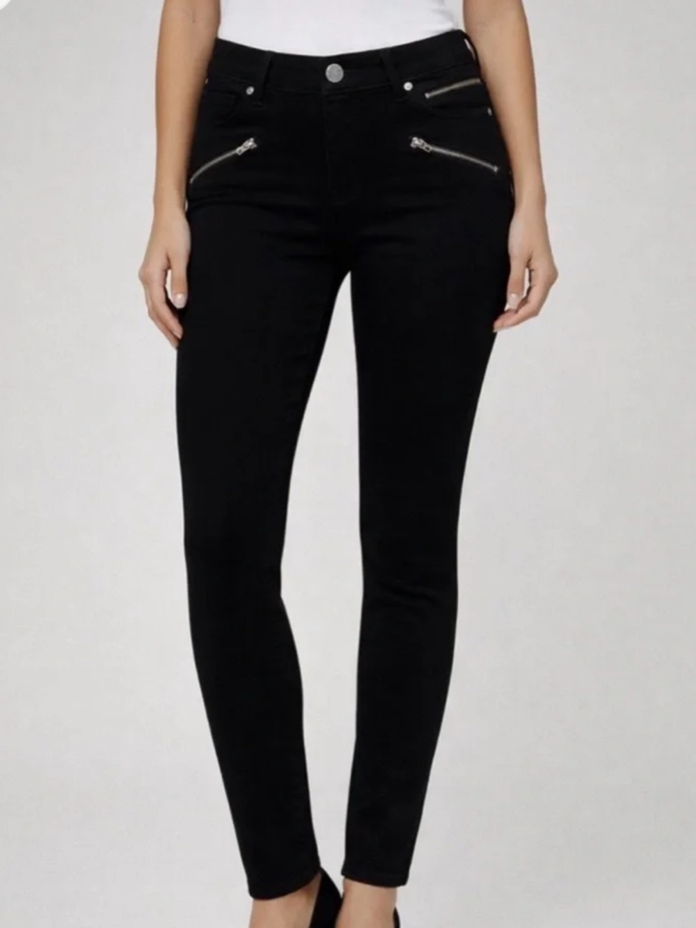 Kenneth Cole New York Jess Skinny Black Pants with Zip Pockets